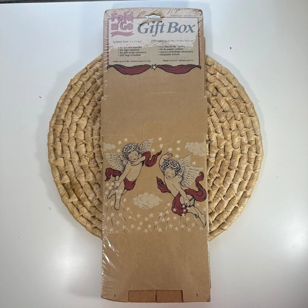 Fold N Go Gift Box Angel Design No Scissors or Tape Gift Tags Included